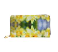 CKGODGF Portafoglio lungo in pelle alla moda con stampa floreale narciso per uomini e donne con cerniera, adatto per i viaggi