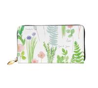 CKGODGF Portafoglio lungo in pelle alla moda con stampa giardino di erbe primaverili per uomini e donne con cerniera, adatto per i viaggi