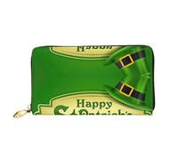 CKGODGF Portafoglio lungo in pelle alla moda con stampa Happy St. Patrick's Day per uomini e donne con cerniera, adatto per i viaggi