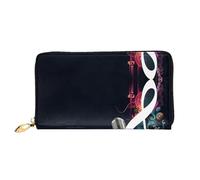 CKGODGF Portafoglio lungo in pelle alla moda con stampa note musicali per uomini e donne con cerniera, adatto per i viaggi