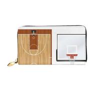 CKGODGF Portafoglio lungo in pelle alla moda con stampa tabellone da basket per uomini e donne con cerniera, adatto per viaggi