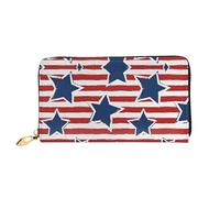 CKGODGF Portafoglio lungo in pelle con stampa a stelle rosse e bianche, alla moda, per uomini e donne, con cerniera, adatto per i viaggi