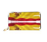 CKGODGF Portafoglio lungo in pelle con stampa bandiera della Spagna alla moda per uomini e donne con cerniera, adatto per i viaggi