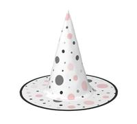 CKGODGF Rosa Grigio Bianco Moderno Motivo A Pois Stampa Mago, Accessori Costume Mago, Cappello Completo Di Halloween, Adatto Per Partito Di Ruolo Play-1 Pezzo