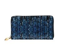 CKGODGF The Blue Binary Print - Portafoglio lungo in pelle alla moda per uomini e donne con cerniera, adatto per i viaggi