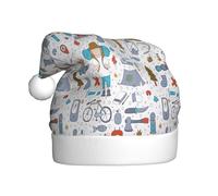 CKGODGF The Nature Wildlands Activities Pattern Print Cappello di Natale alla moda e unico, cappello di Babbo Natale retrò, classico cappello di peluche per Capodanno