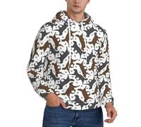 CKGODGF Trotting Flat Coated Retrievers Paw Print Felpa con cappuccio da uomo in pile, felpa foderata da uomo, felpa invernale calda, felpa con cappuccio alla moda, Nero , 3XL