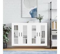 CKioict Armadietti a Parete 2 pz Bianchi in Legno Multistrato con Ante in Vetro per Interni Moderni, Design Pratico e Decorativo, Ampio Spazio di Conservazione, Montaggio a Parete