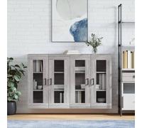 CKioict Armadietti a Parete 2 pz Grigio Sonoma in Legno Multistrato con Ante in Vetro, Ideali per Soggiorno Cucina Bagno, Ampio Spazio di Archiviazione, Design Moderno per Interni,