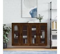 CKioict Armadietti a Parete 2 pz in Legno Multistrato Rovere Marrone con Ante in Vetro, Mobile Pensile per Soggiorno Cucina, Design Moderno e Funzionale per Organizzazione Casa,