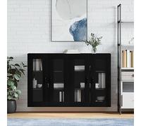 CKioict Armadietti a Parete 2 pz Neri in Legno Multistrato con Ante in Vetro per Interni Moderni, Design Compatto per Soggiorno e Cucina, Montaggio a Parete Facile, Ampio Spazio