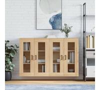 CKioict Armadietti a Parete 2 pz Rovere Sonoma in Legno Multistrato con Ante in Vetro per Interni Moderni - Ampio Spazio di Conservazione per Oggetti Quotidiani - Design Pratico