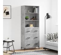 CKioict Armadietto multiuso per camera da letto, mobili high-board, grigio cemento, 69,5 x 34 x 180 cm, in legno per corridoio, camera da letto, soggiorno