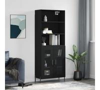 CKioict Armadietto multiuso per camera da letto, mobili High board, nero, 69,5 x 34 x 180 cm, in legno per corridoio, camera da letto, soggiorno