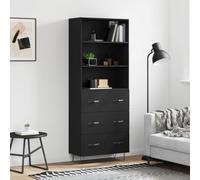 CKioict Armadietto multiuso per camera da letto, mobili High board, nero, 69,5 x 34 x 180 cm, in legno per corridoio, camera da letto, soggiorno