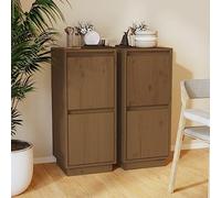 CKioict Armadietto multiuso, per soggiorno, credenza, 2 pezzi, marrone miele, 31,5 x 34 x 75 cm, in legno massiccio, per cucina, soggiorno, sala da pranzo