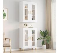 CKioict Armadietto Pensile a Parete Bianco 69,5x34x90 cm in Legno Multistrato Resistente all'Umido con Ampio Spazio di Archiviazione per Soggiorno Cucina Bagno - Montaggio a Parete