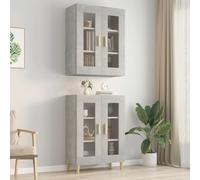 CKioict Armadietto Pensile a Parete Grigio Cemento 69,5x34x90 cm in Legno Multistrato Resistente all'Umido con Ampio Spazio Portaoggetti e Design Montaggio a Parete