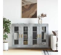 CKioict Armadio per soggiorno, consolle multiuso, 2 pezzi, grigio cemento, materiale in legno, per ingresso, corridoio, soggiorno