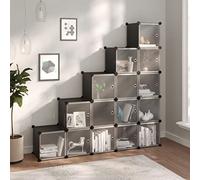 CKioict Cassettiera per scarpe nel corridoio, armadietto multiuso, salvaspazio, con 15 cubi e porte, colore nero, PPper corridoio, camera da letto, ingresso