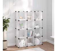 CKioict Cassettiera per scarpe nel corridoio, multiuso, salvaspazio, con 12 cubi e porte, in PPP trasparente, per corridoio, camera da letto, ingresso