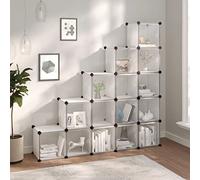 CKioict Cassettiera per scarpe nel corridoio, multiuso, salvaspazio, con 15 cubi e porte, in PPP trasparente, per corridoio, camera da letto, ingresso