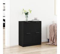 CKioict Credenza Buffet in Legno Ingegnerizzato Faggio Nero 75x40x82 cm con 4 Porte a Cerniera, Design Moderno ed Elegante per Sala da Pranzo e Soggiorno, Ampio Spazio di Stoccaggio,