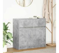 CKioict Credenza Grigio Cemento 80x34x76 cm in Truciolato con 2 Ante e 2 Cassetti, Mobile Buffet per Soggiorno o Ufficio, Design Modulare e Superficie Liscia, Soluzione