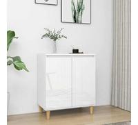 CKioict Credenza Moderna con Gambe in Massello di Eucalipto e Finitura Bianco Lucido, 6 Ripiani per Libreria e Soggiorno, Mobile Multiuso per Interni, Design Scandinavo Stabile