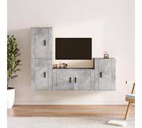 CKioict Credenza per soggiorno, DVD, mobile TV, 4 pezzi, grigio cemento, materiale di legno, adatto per soggiorno, salone, hotel