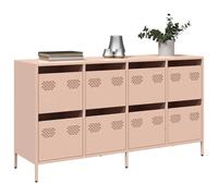 CKioict Credenza rosa Armadio da giardino per ufficio, camera da letto, 135 x 39 x 73,5 cm, acciaio laminato a freddo