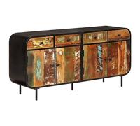 CKioict Credenza Rustica in Legno Massello di Recupero e Metallo 140x35x70 cm con Ampio Spazio di Conservazione e Telaio Robusto per Soggiorno e Ingresso, Design Senza Tempo