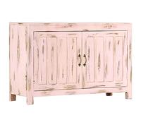 CKioict Credenza Vintage in Legno Massello di Mango con 2 Ante, Design Retrò per Arredamento Classico, Mobile da Soggiorno o Sala da Pranzo, Finitura Lucida e Laccata, Colore Rosa