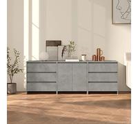 CKioict Credenze 3 Pezzi Grigio Cemento in Legno Multistrato Set Armadietti Laterali con Ante e Cassetti per Soggiorno Cucina Ampio Spazio di Stoccaggio Robusto Mobile Decorativo