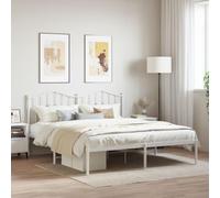 CKioict Letto singolo per gli ospiti, letto matrimoniale, letto singolo, struttura del letto con testiera, metallo bianco, 160 x 200 cm, adatto per camere, camera da letto, hotel