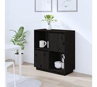 CKioict Madia Moderna Armadio Multiuso Tavolo da Ingresso Credenza Nera 74x35x80 cm in Legno Massello di PinoAdatto per Soggiorno Cucina Corridoi