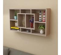 CKioict Mensola sospesa per DVD, da parete, con 8 scomparti, colore rovere, per cucina, camera da letto, soggiorno