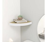 CKioict Mensola sospesa per DVD, per pareti, angolare, effetto rovere e bianco, 35 x 35 x 3,8 cm, in MDF, per cucina, camera da letto, soggiorno