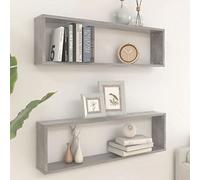CKioict Mensole da parete per cucina, DVD, 2 pezzi, grigio cemento, 100 x 15 x 30 cm, materiale in legno, per soggiorno, cucina, bagno
