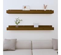 CKioict Mensole da parete per cucina, DVD, 2 pezzi, marrone miele, 110 x 12 x 9 cm, in legno massiccio, per soggiorno, cucina, bagno