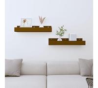 CKioict Mensole da parete per cucina, DVD, 2 pezzi, marrone miele 50 x 12 x 9 cm, legno massello di pino per soggiorno, cucina, bagno