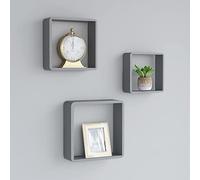 CKioict Mensole sospese per DVD, 3 pezzi, grigio MDF, per cucina, camera da letto, soggiorno