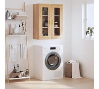 CKioict Mobile a Parete Rovere Sonoma 69,5x34x90 cm in Legno Ingegnerizzato Resistente con Anta di Vetro per Soggiorno e Camera Armadio Pensile con Ampio Spazio di Conservazione