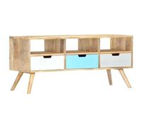CKioict Mobile Porta TV in Legno Massello di Mango 110x35x48 cm con 3 Cassetti e 3 Scomparti, Credenza Pratica per Soggiorno, Design Retrò e Lavorazione Artigianale, Finitura Lucida