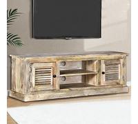 CKioict Mobile Porta TV in Legno Massello di Mango Stile Rustico con 2 Armadietti e 2 Ripiani Mobile TV Vintage per Soggiorno Arredamento Rustico Solido e Resistente per Dispositivi