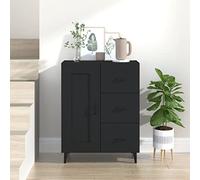 CKioict Mobile Soggiorno, Mobiletto Multiuso, Credenza, Robusto e durevole, Adatto per sala da pranzo, soggiorno, corridoio, studio Nera 69,5x34x90 cm in Legno Multistrato