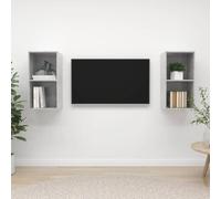 CKioict Mobile TV a Parete 2 pz Grigio Cemento in Truciolato con Supporto Regolabile e Scomparti Organizzativi per Sistema Audio e Hi-Fi, Design Moderno e Facile da Pulire,