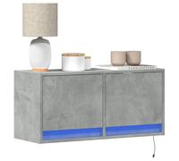 CKioict Mobile TV a Parete con Luci LED Grigio Cemento 80x31x35 cm, Supporto TV Sospeso con Illuminazione RGB Regolabile, 2 Cassetti Spaziosi per Ottimizzazione Spazio, Design