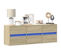 CKioict Mobile TV a Parete con Luci LED Rovere Sonoma 130x31x45 cm, 6 Cassetti per Ottimizzazione Spazio e Illuminazione RGB Personalizzabile, Design Sospeso Salvaspazio in Legno