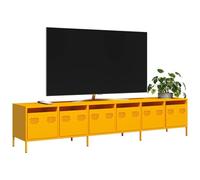 CKioict Mobile TV Giallo Senape 202x39x43,5cm Acciaio Laminato a Freddo con 6 Cassetti Ampio Spazio Portaoggetti per Salotto o Camera da Letto Robusto Stabile e Facile Manutenzione